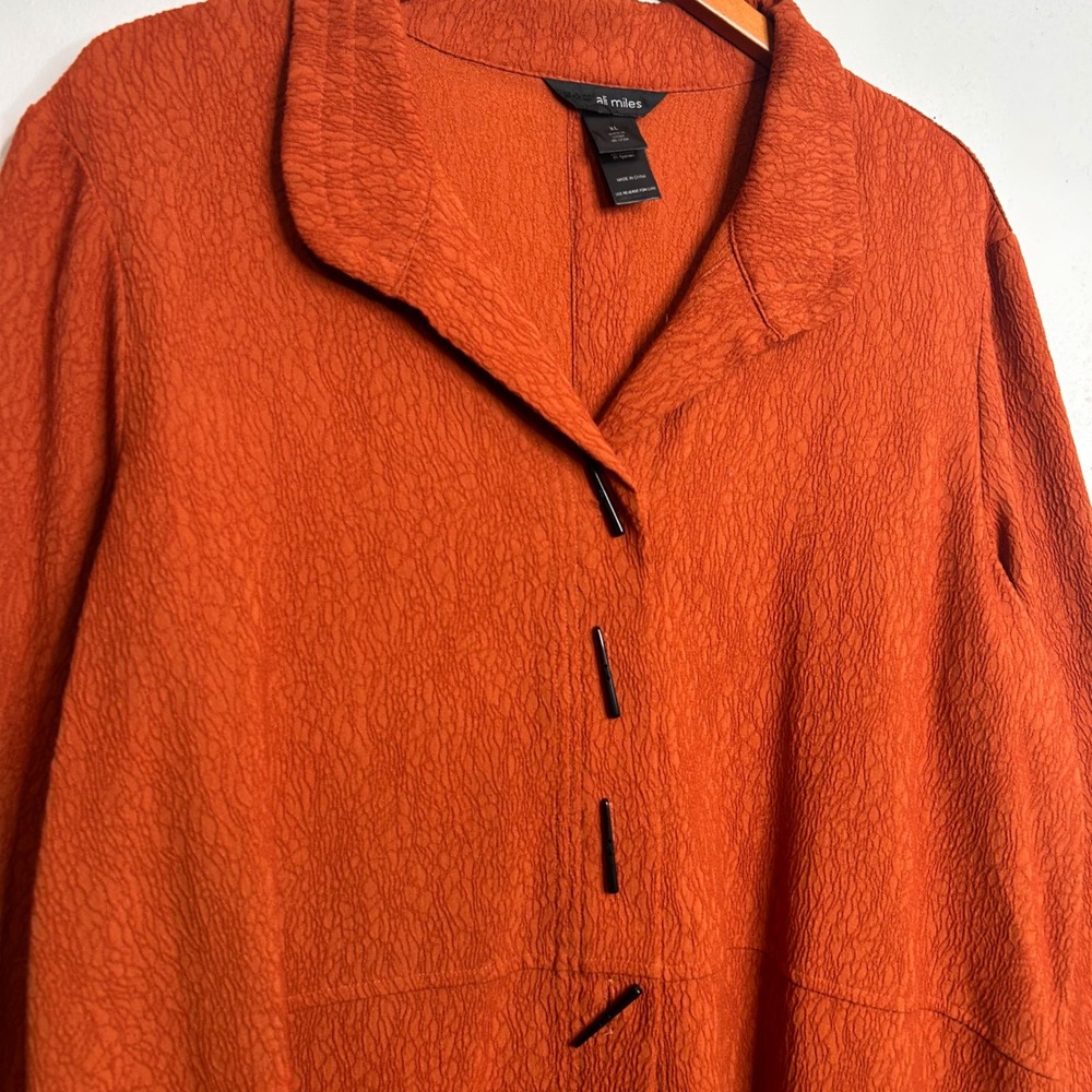 Ali Miles Burnt Orange Tunic Top XL Lagenlook Art to Wear Textured Minimalist - Picture 5 of 7